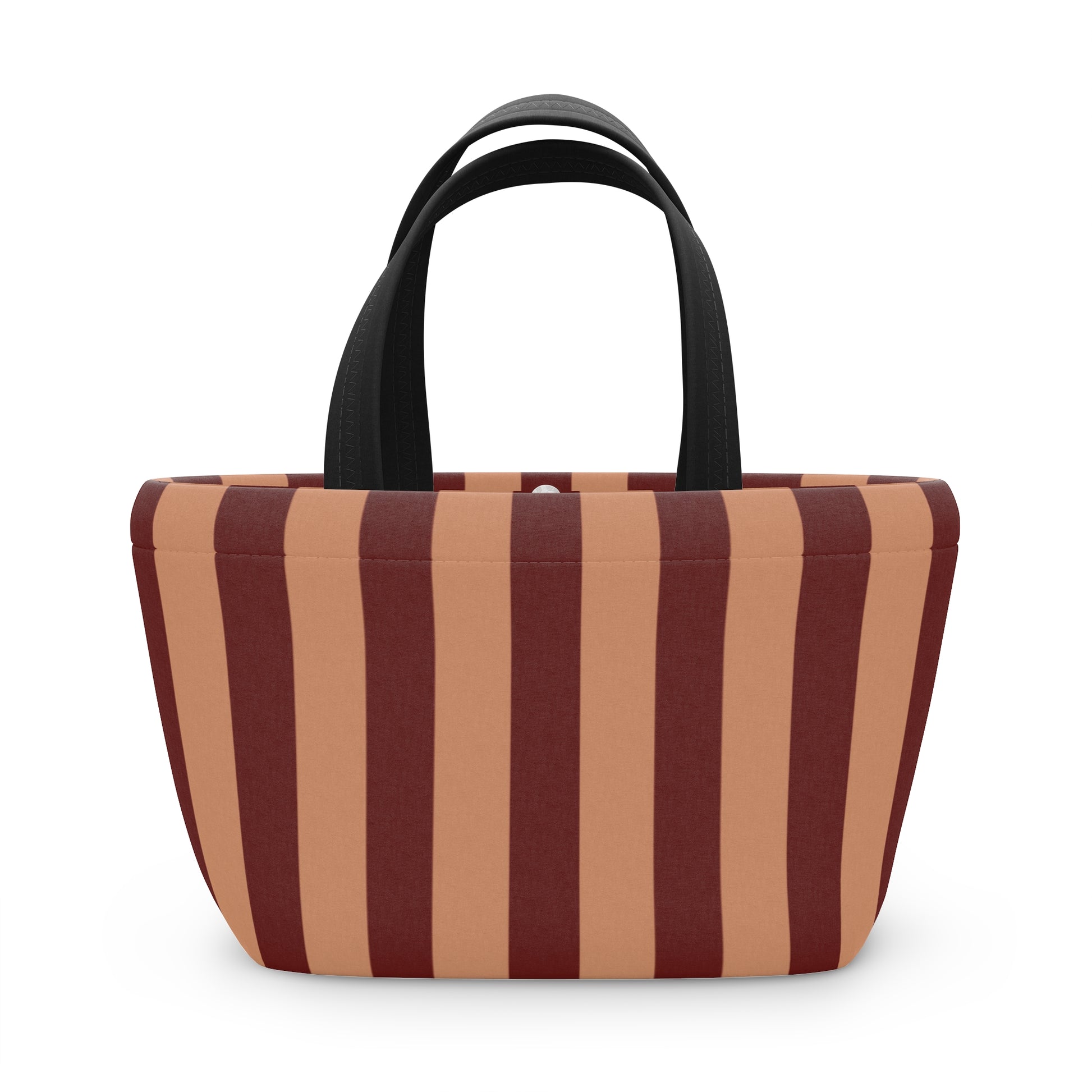 Striped bag with 'SNACKS' text on a white background