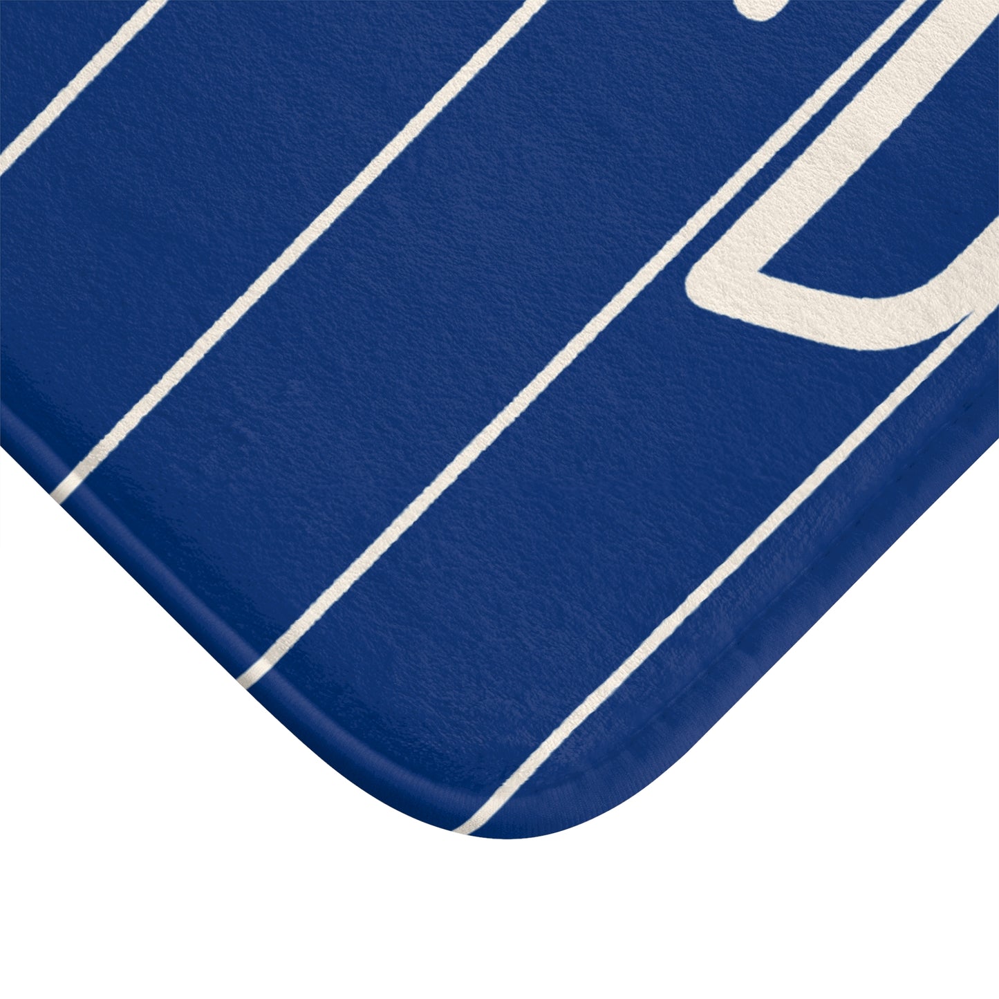 Nautical Blue “Le Bain” Bath Mat — Striped Kid's Sailboat Bathroom Rug