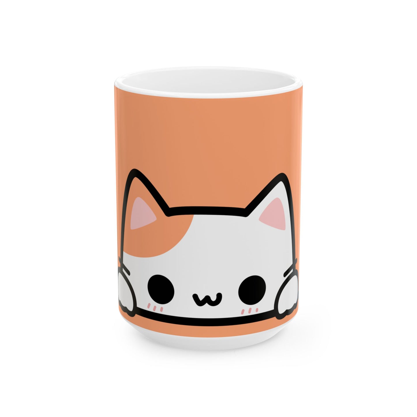 Mug with a cat face design on a white background