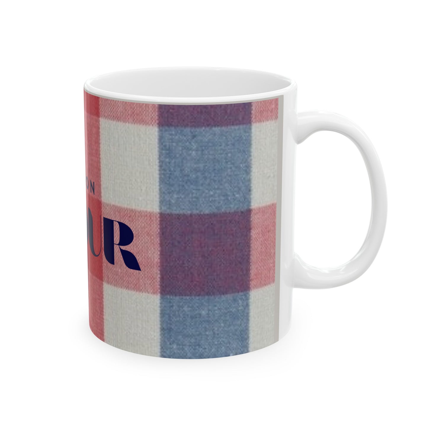 Bien, mon amour Gingham Mug, Sweetheart Mug