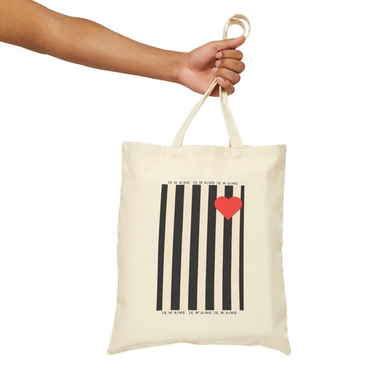 Self-Love "Je m'aime" Stripped Tote Bag,  French Preppy