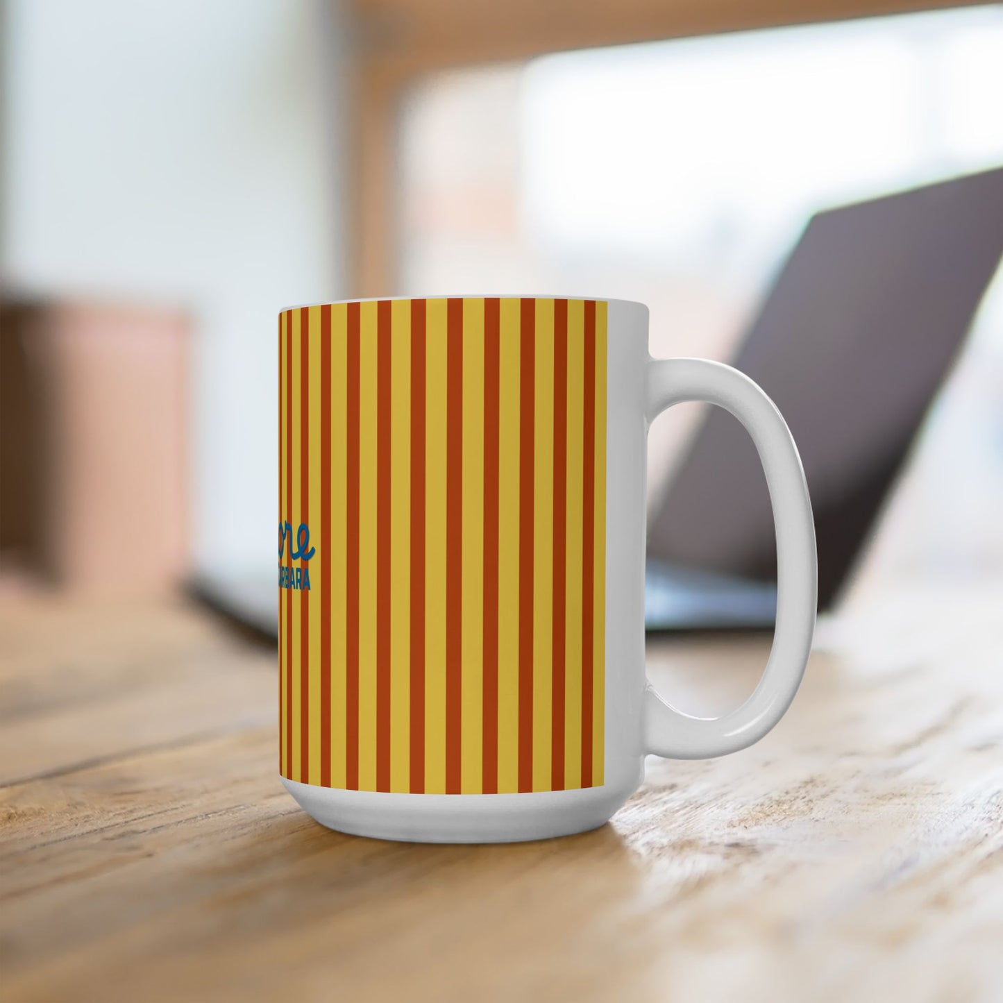 Santa Barbara J’adore Stripe Ceramic Mug, Sunny Yellow (11oz & 15oz)