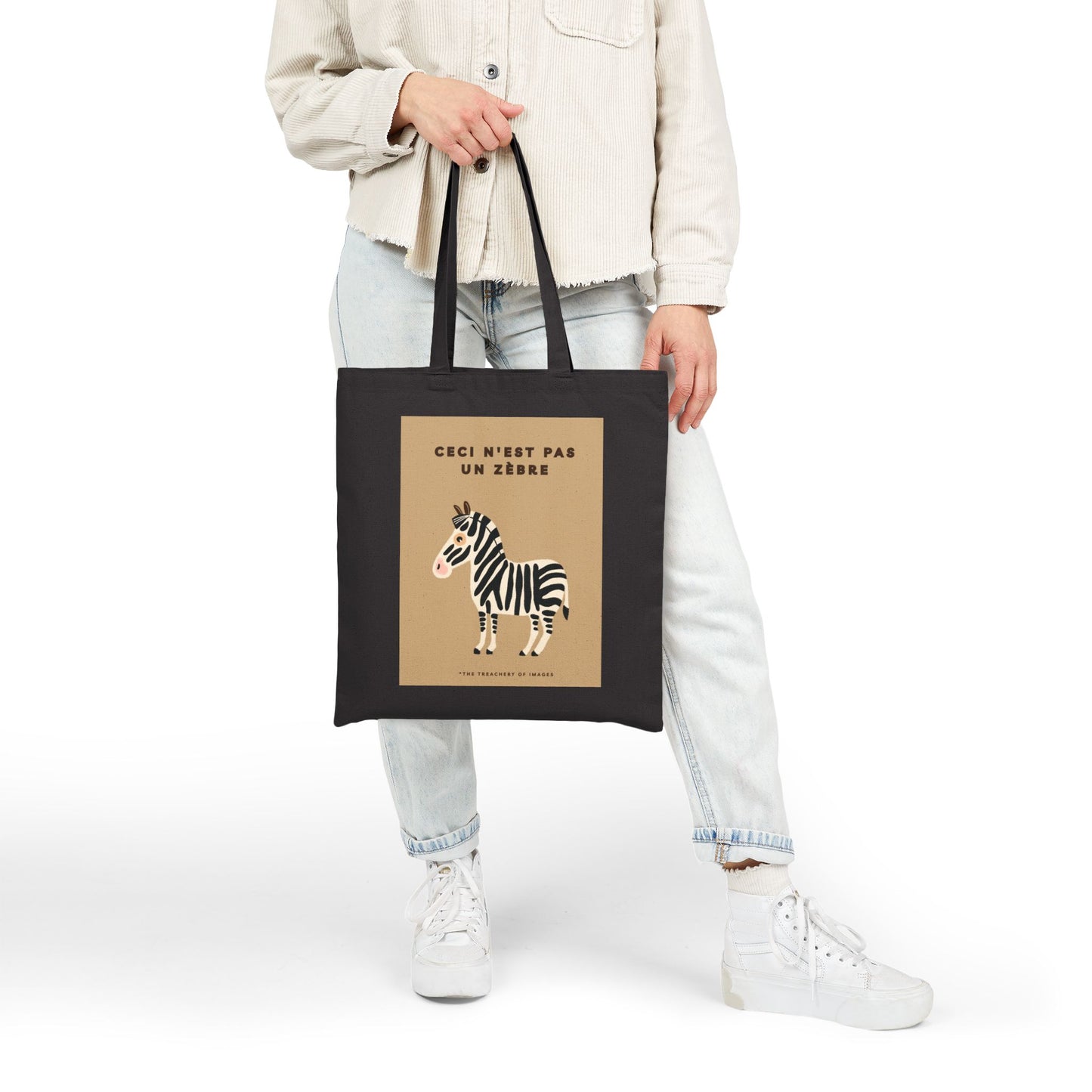 Zebra Canvas Tote Bag, René Magritte Inspired