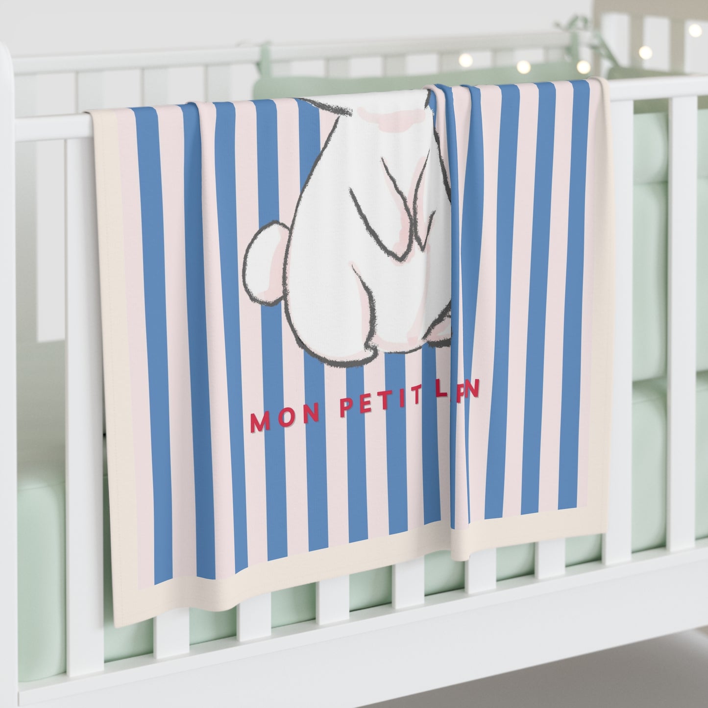 Blue Striped Baby Boy Blanket - My Little Bunny
