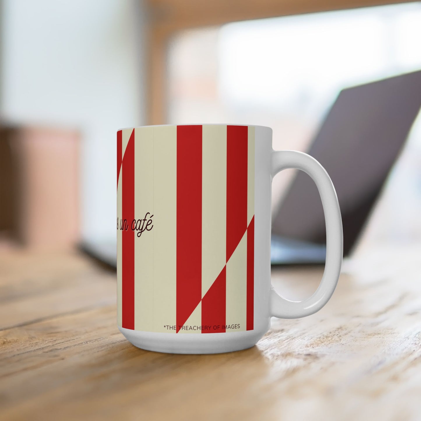 Magritte-Inspired 'This Is Not a Coffee' Ceramic Mug, RED — Coffee Addict Gift