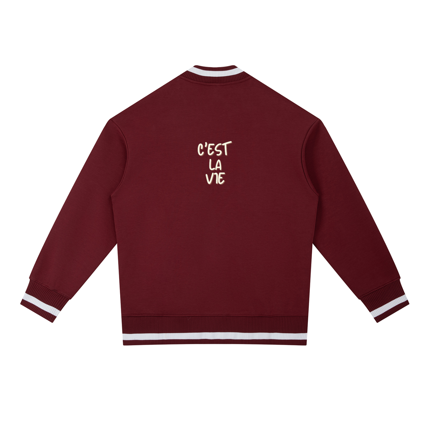 C'est la Vie Contrast Piping Bomber Jacket, Red