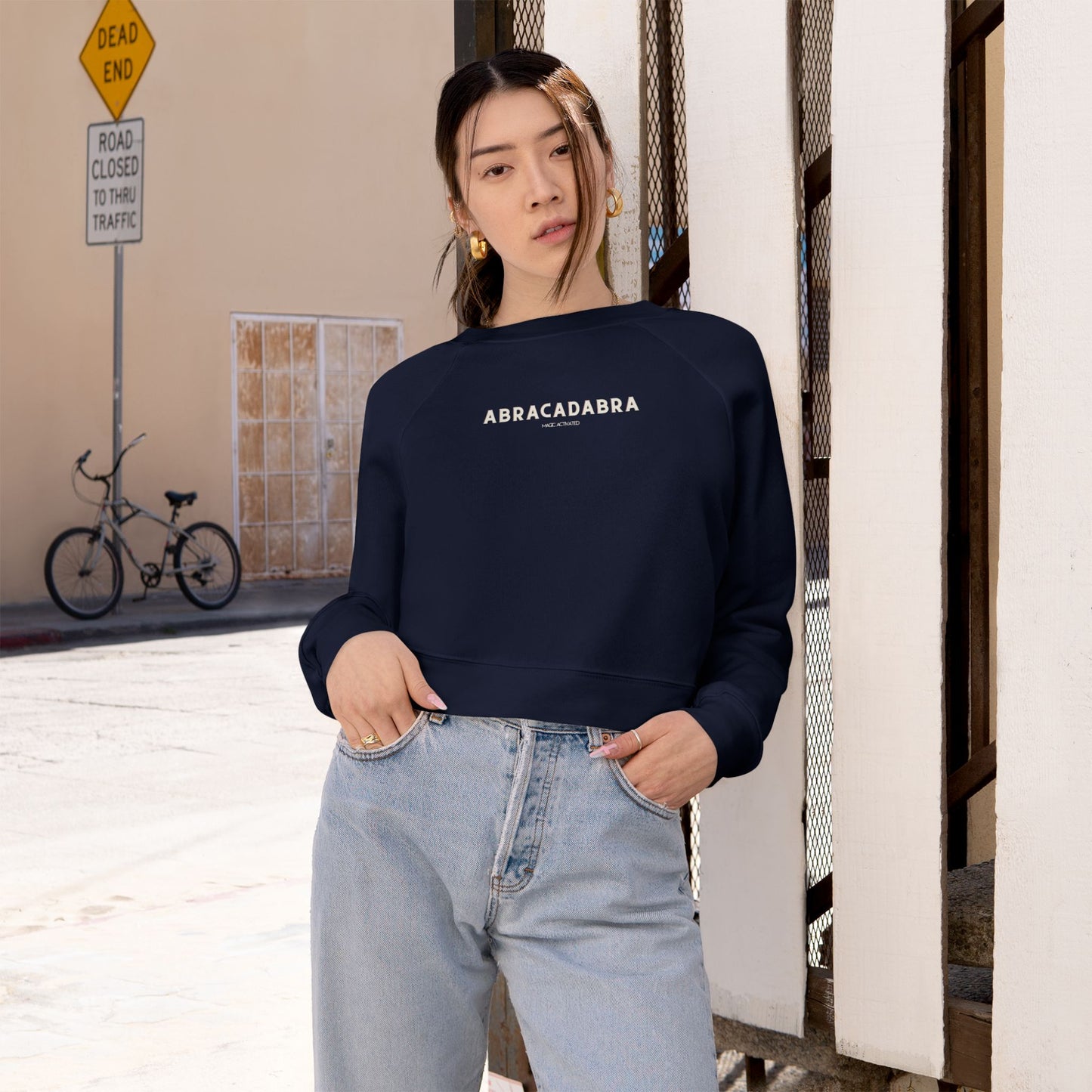 Abracadabra Cropped Sweatshirt, Navy