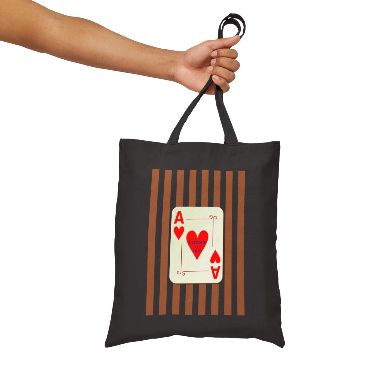 Ace of Hearts Cotton Canvas Tote Bag, Lucky in Love