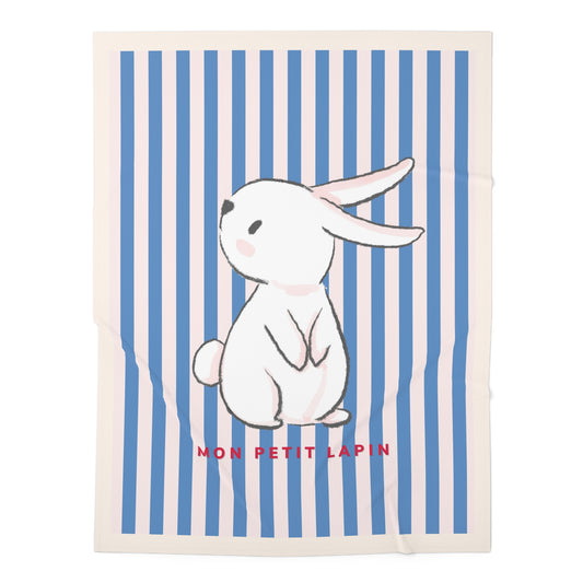 Blue Striped Baby Boy Blanket - My Little Bunny