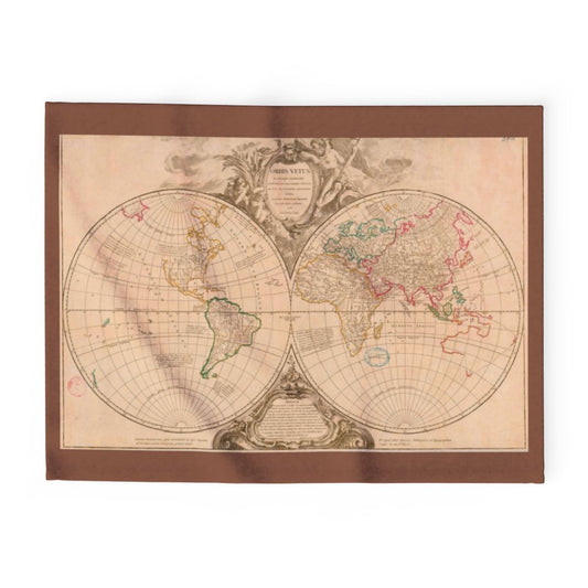 Fleece Blanket, Vintage Map ORBIS VETUS - BROWN
