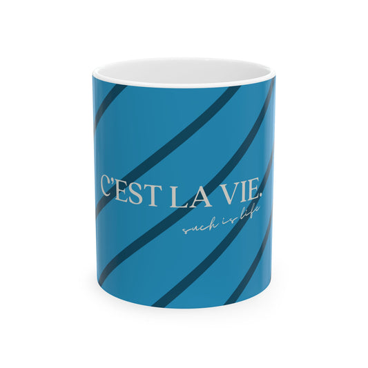 C'est la Vie Blue Swirl Mug