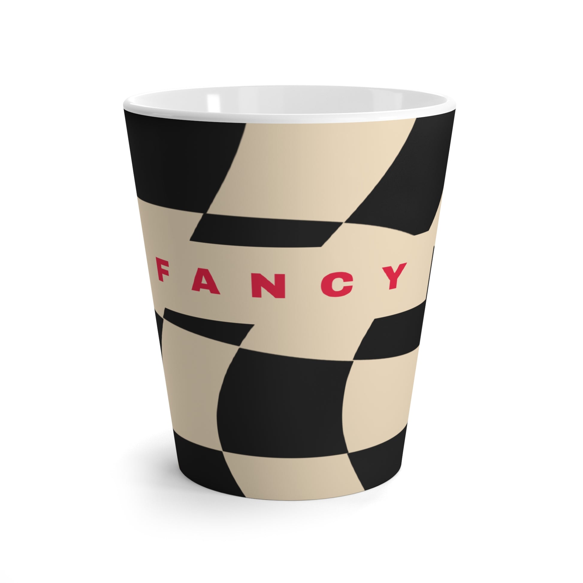 Fancy Latte Mug, Black and Cream pattern