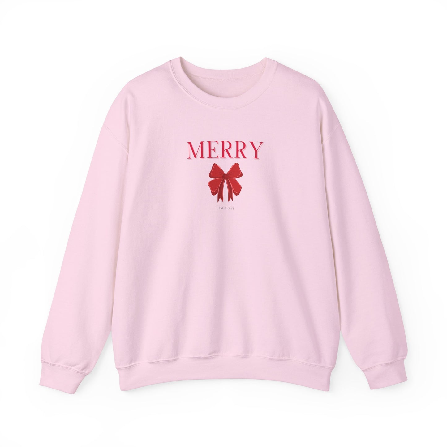 Christmas Bow Sweatshirt, Pink 