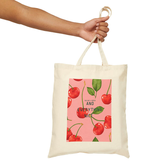 Girly Cherry Cotton Tote