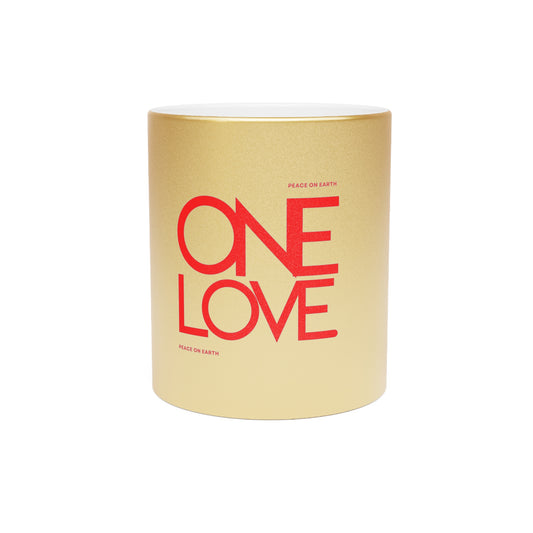 Gold Metallic Holiday Mug, One Love 