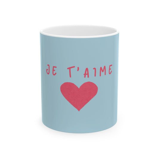 Je T'aime Heart Mug, Couples Gift