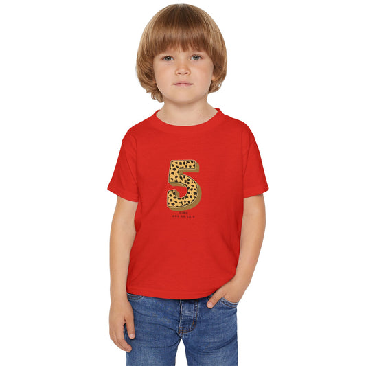 Leopard Print 5th Birthday Toddler T-Shirt