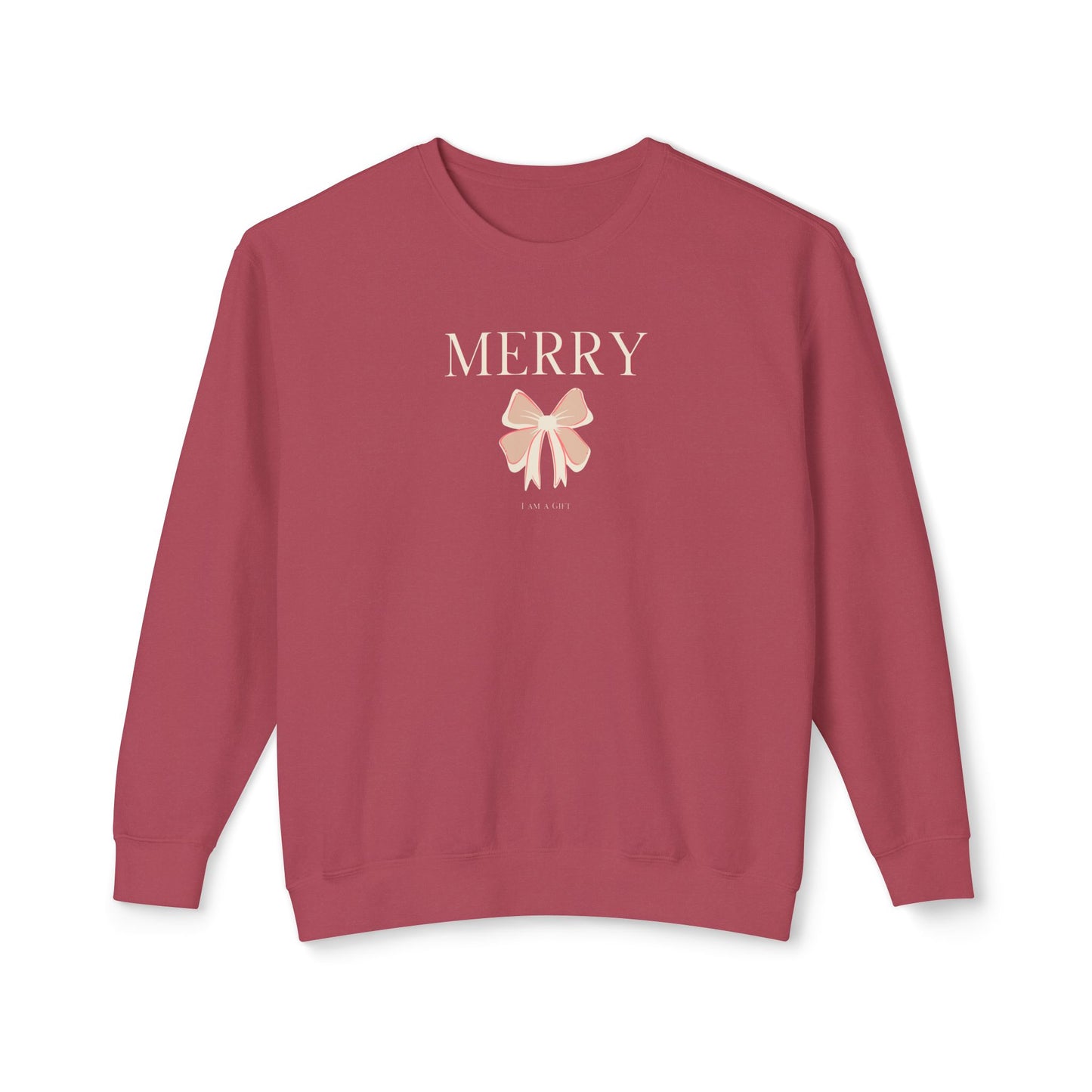 Merry Christmas Bow Sweatshirt, Crimson