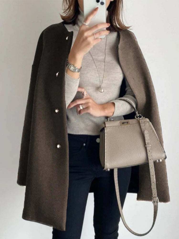 Elegant Wool Women's Overcoat