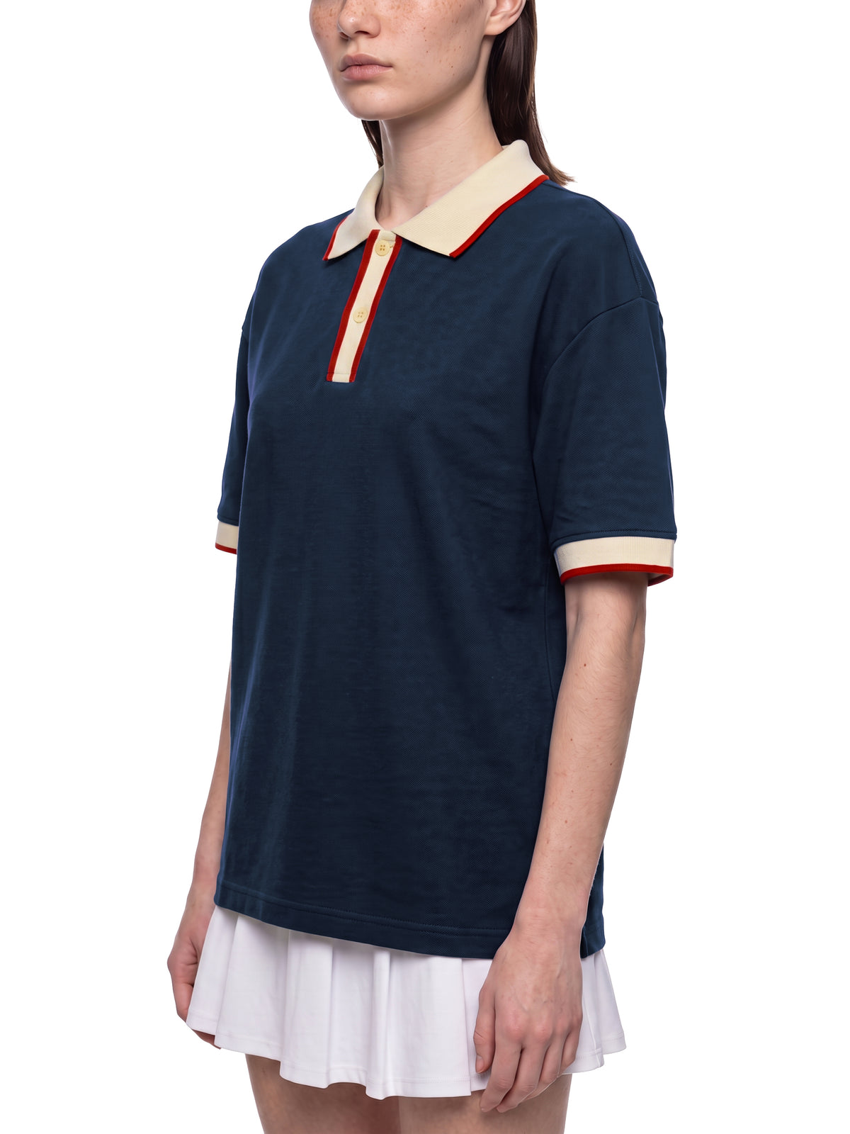 OUI OUI  Preppy Color Block Polo Shirt