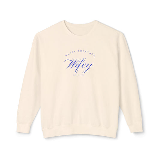 Wifey Happy Marriage Sweatshirt, Cream 