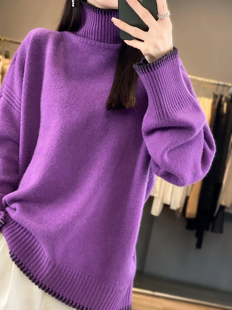 Oversized Wool Cashmere Turtleneck | Ladies Ski Apparel