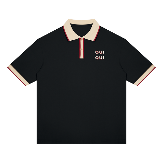 OUI OUI  Preppy Color Block Polo Shirt