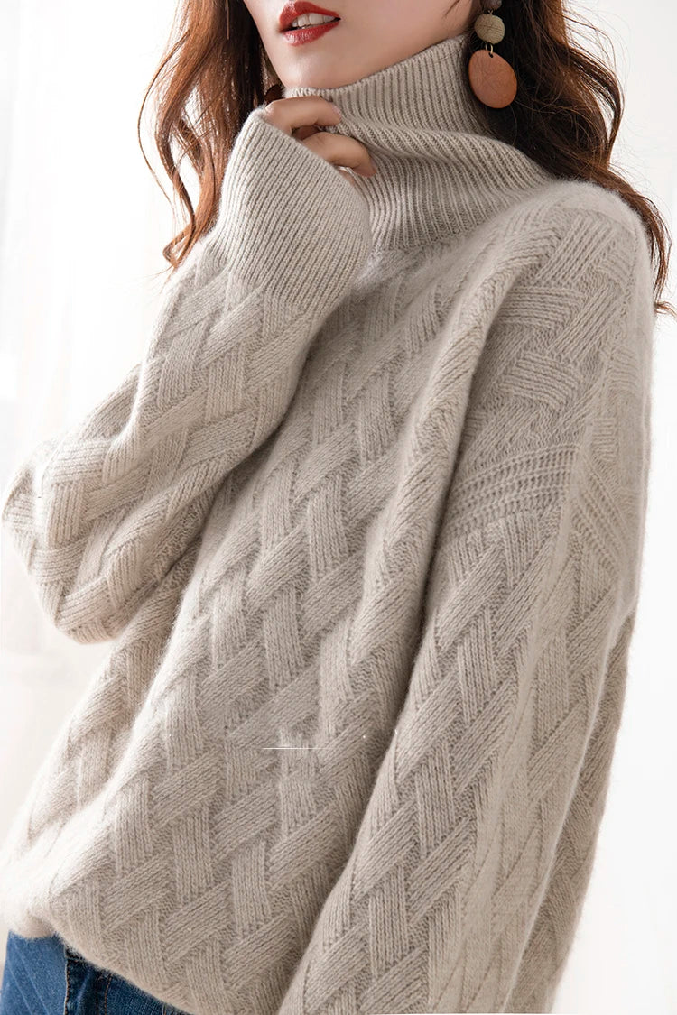 Luxe Ladies Wool Turtleneck | Pale Pink + Neutral Colors