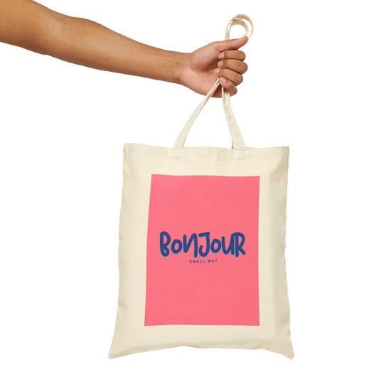 Bonjour Hot Pink Canvas tote