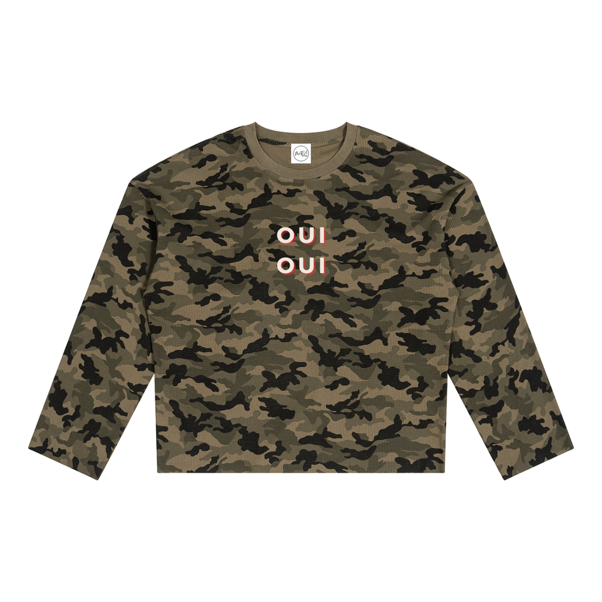 OUI OUI Camo Waffle Raw Edge T-Shirt