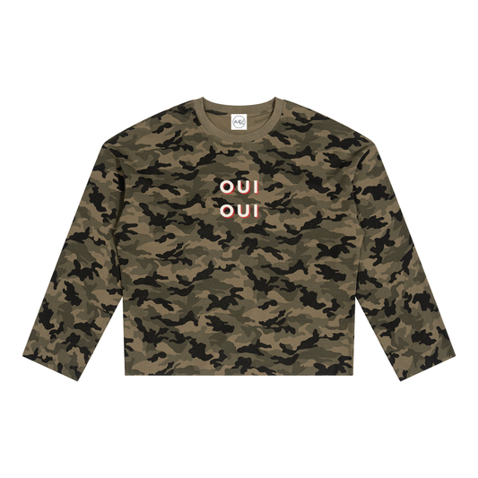 OUI OUI Camo Waffle Raw Edge T-Shirt