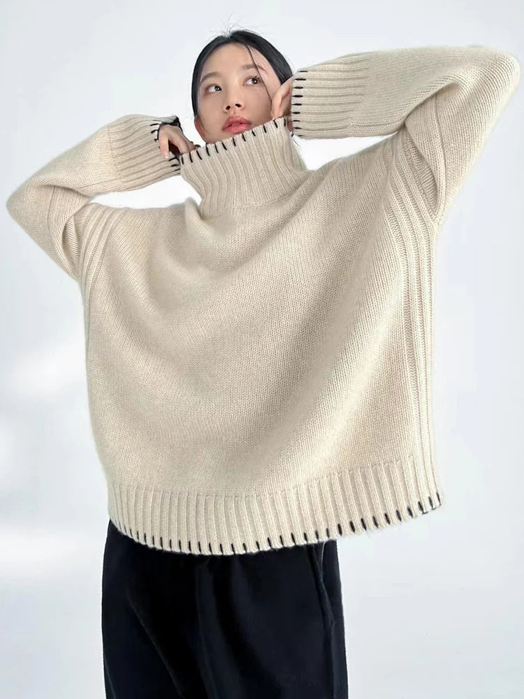 Oversized Wool Cashmere Turtleneck | Ladies Ski Apparel