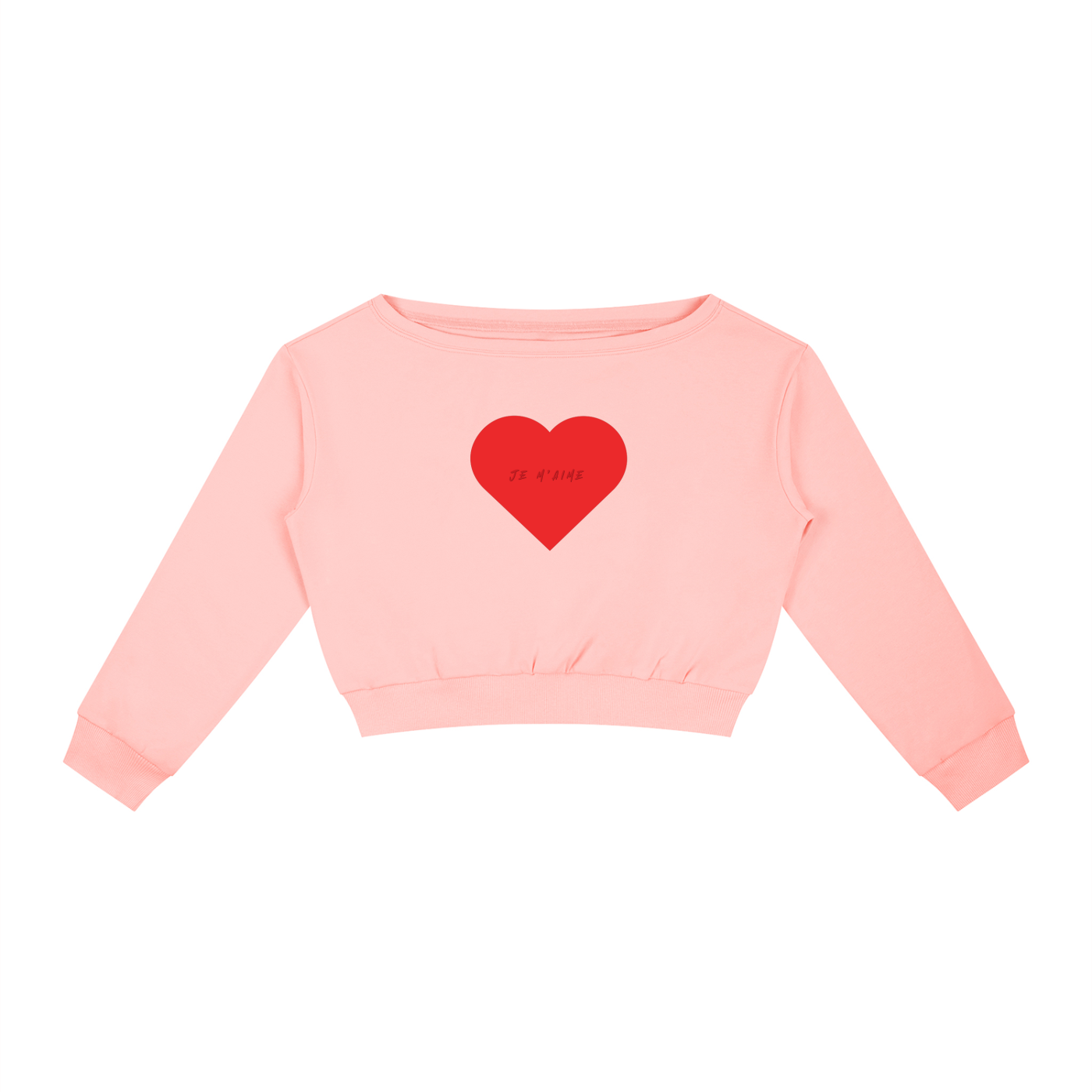 Women's Off-Shoulder Heart Sweatshirt, Je m'aime