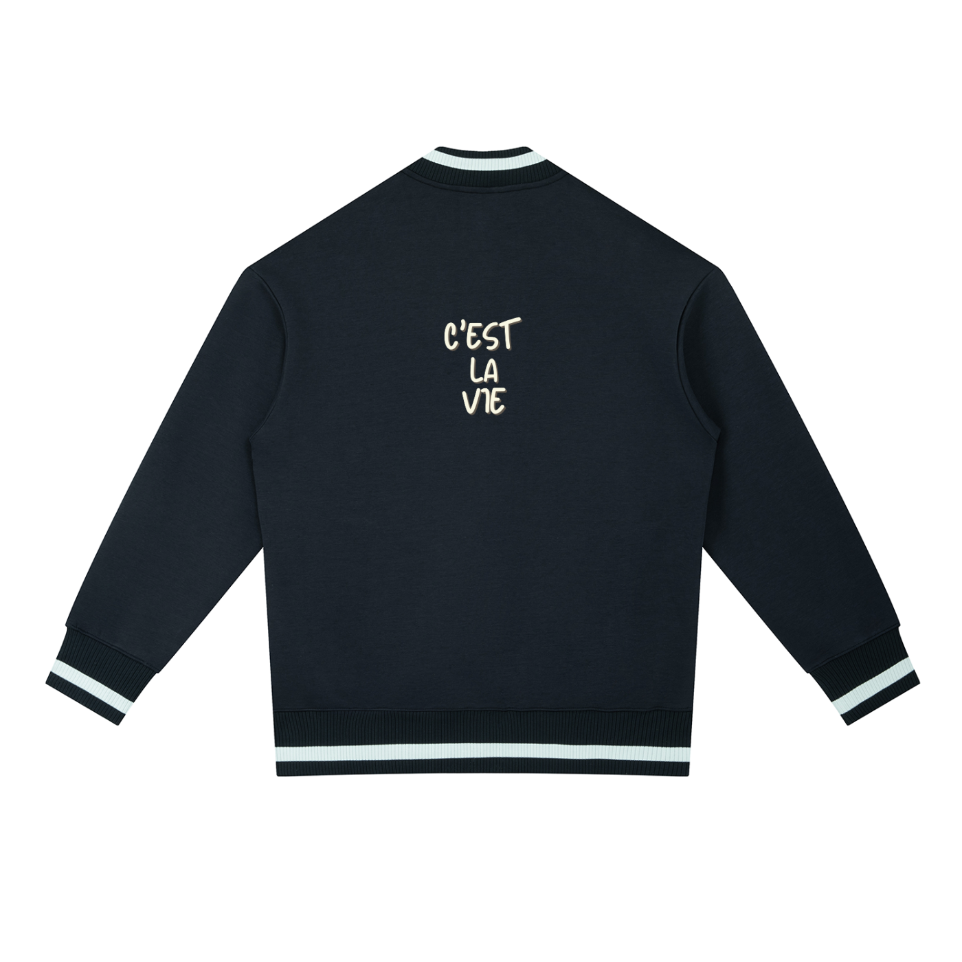 C'est la Vie Contrast Piping Bomber Jacket, Navy
