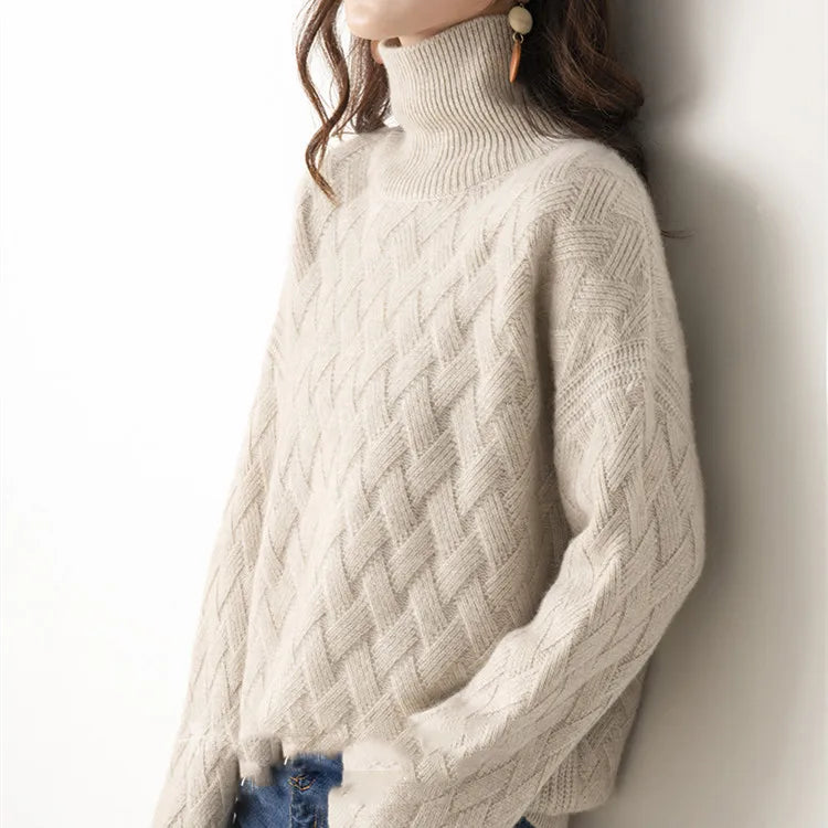 Luxe Ladies Wool Turtleneck | Pale Pink + Neutral Colors