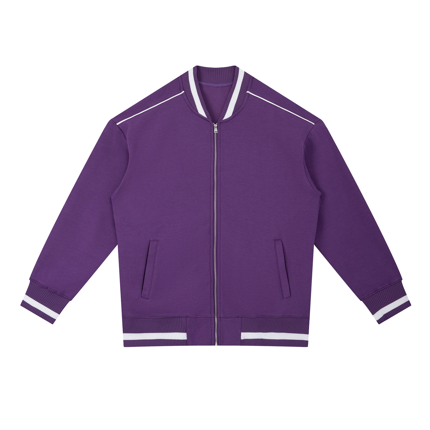 C'est la Vie Contrast Piping Bomber Jacket, Purple